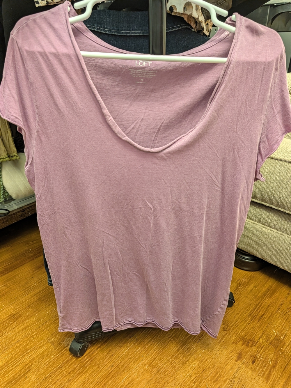 LOFT Dusty Mauve Scoop Neck Short Sleeve Tee